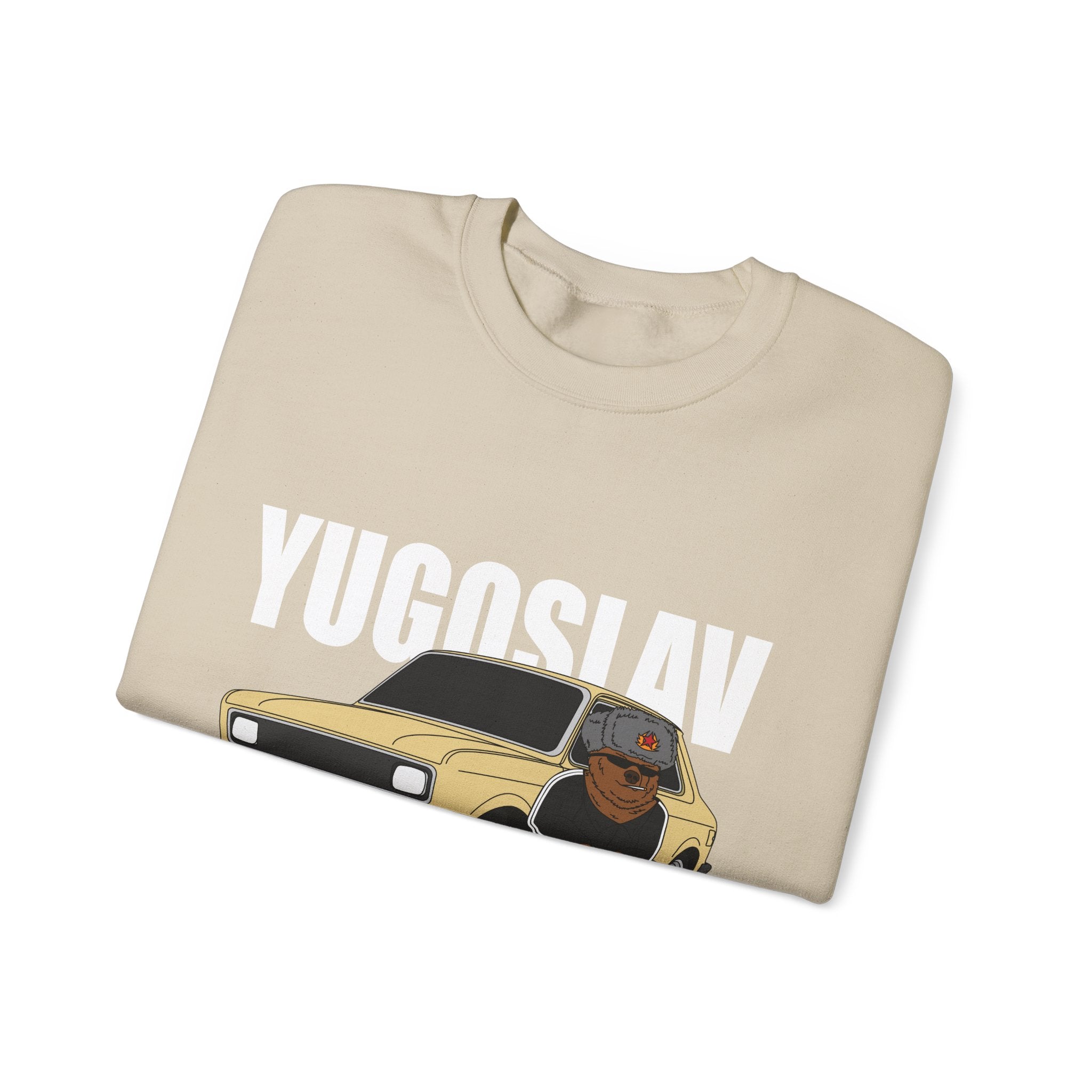 Crewneck Sweatshirt — Retro Car with Dog Illustration