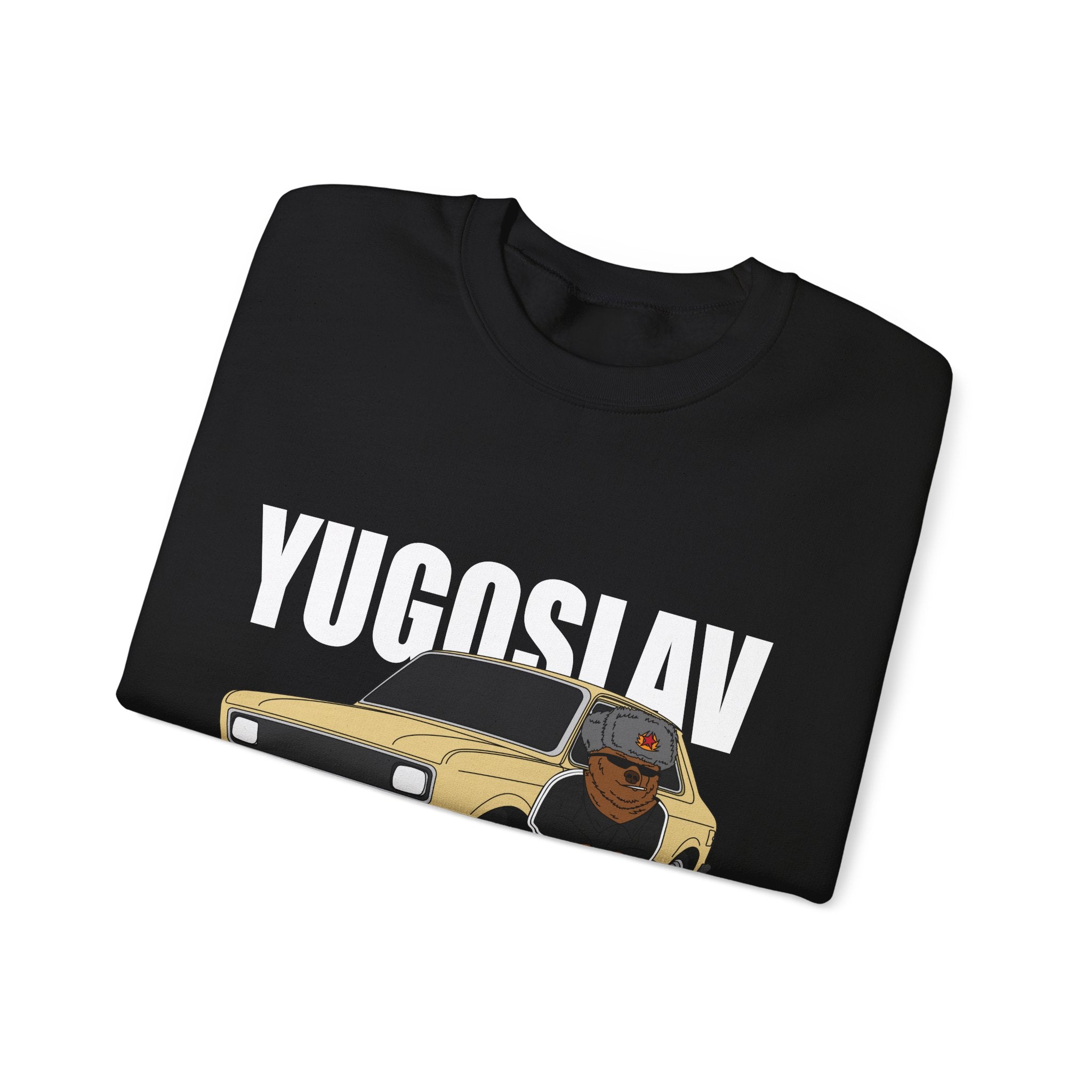 Crewneck Sweatshirt — Retro Car with Dog Illustration
